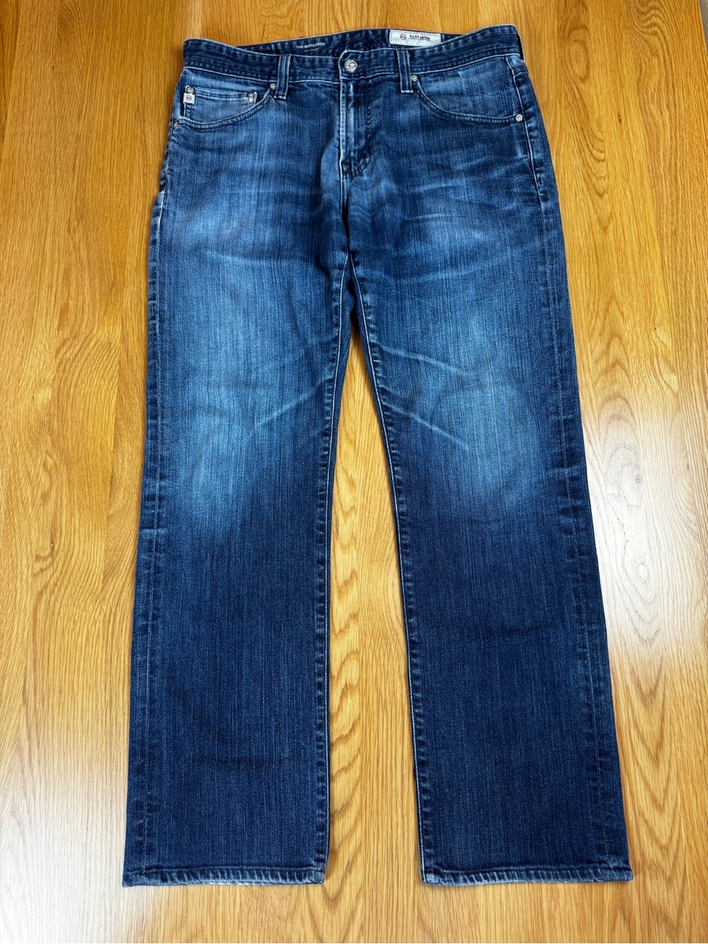 Ag Adriano Goldschmied Straight Slim Fit Medium Blue Jeans Made in USA 33